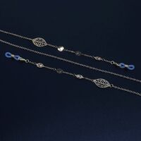 Gold-colored metal non-slip chain, with leaves, for glasses and masks GL902