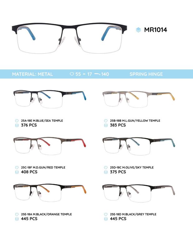 Металлическая оправа с дужками из материала TR-90 со встроенным флексом MR1014