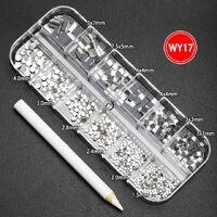 Rhinestones set with pointed bottom for glasses decorating + pen, transparent, 1.5-4.0 / 3-7 mm, TH0003 WY-17 (price per pack, min. order- 3)