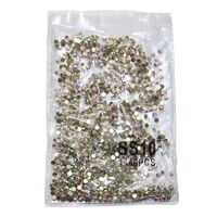 Set of rhinestones with flat bottom for decorating frames and glasses PD0022, colors: white and AB, 1.3-6.5 mm