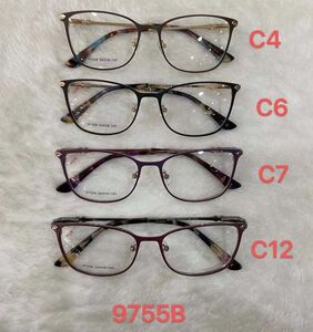 Metal frame for glasses with spring hinges 9755B