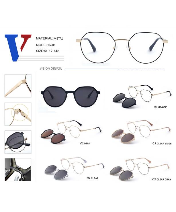 Оправа металлическая + поляризационная солнцезащитная насадка 5601-DA