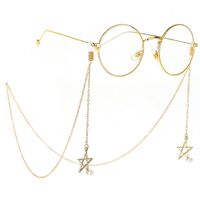 Metal non-slip chain, with pendant five-star and pearl, for glasses and masks GL240