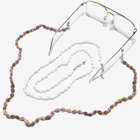 Metal non-slip chain set 2-piece, with natural conch black and white, for glasses and masks GM015
