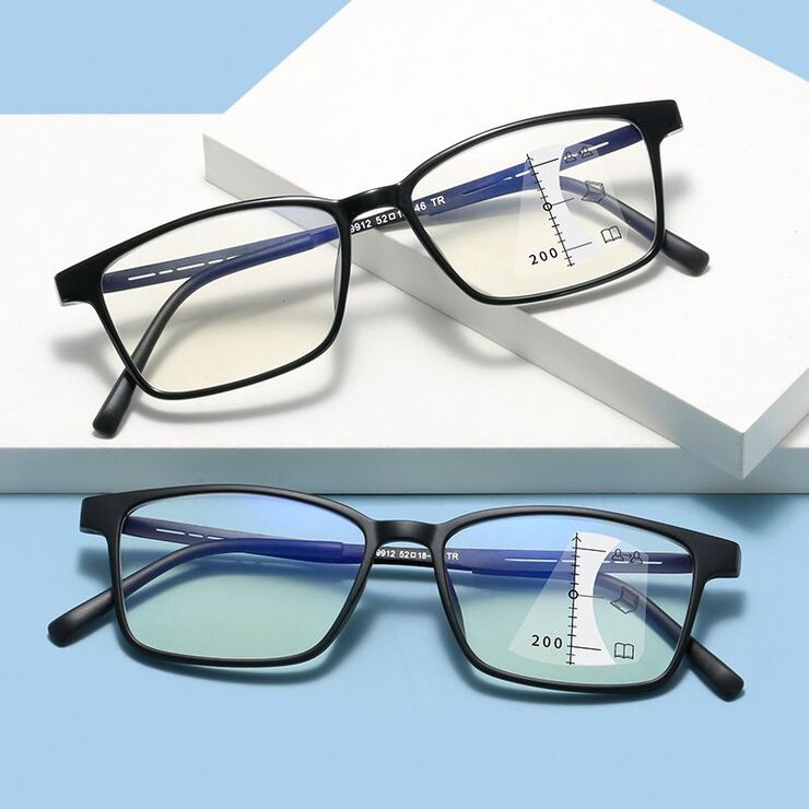 TR90 glasses for reading, multifocal, with Blue ray cut protection, diopters from +1.00 to +4.00, RMC=62-64, KY9912-3多焦点