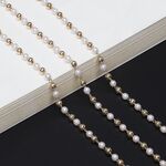 Металлическая нескользящая цепочка золотого цвета, с медными и жемчужными бусинами, для очков и масок GL520