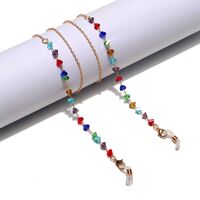 Gold-colored metal non-slip chain, with colorful crystal, for glasses and masks GL1298