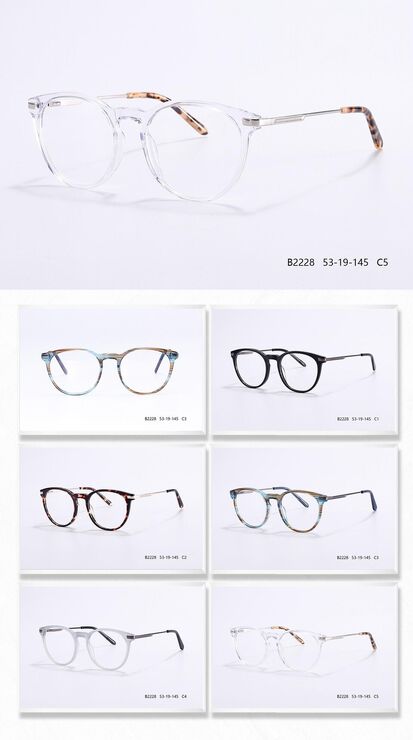 Plastic acetate frame for men with spring hinges B2228-DA