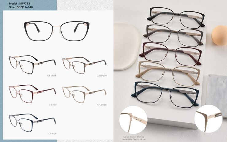 Plastic acetate frame for women, combined with metal with spring hinges Big City MF7783