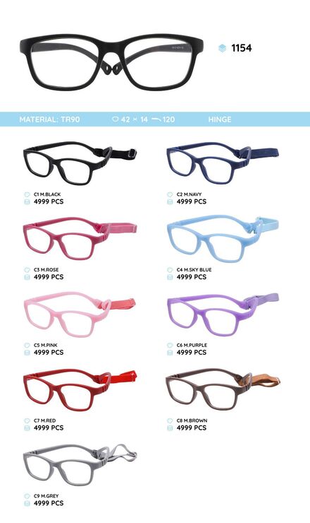 TR90 plastic eyeglasses frame for kids 1154TR