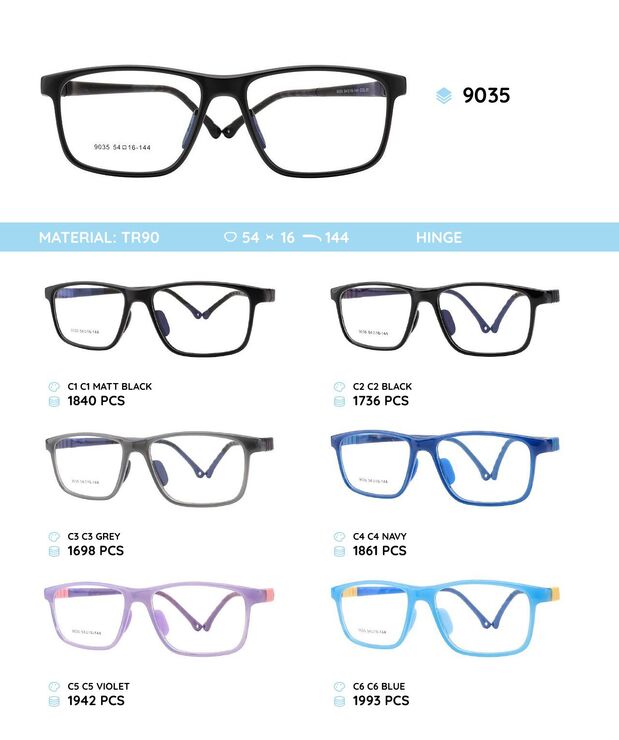 TR90 plastic eyeglasses frame for kids 9035