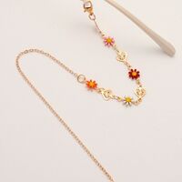 Gold-colored metal non-slip chain, with colorful daisy and hollow heart, for glasses and masks GL1855