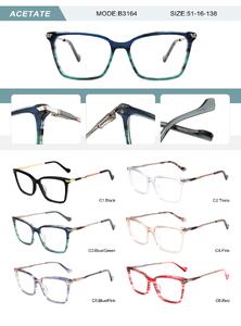 Plastic acetate frame for women with spring hinges B3164-DA