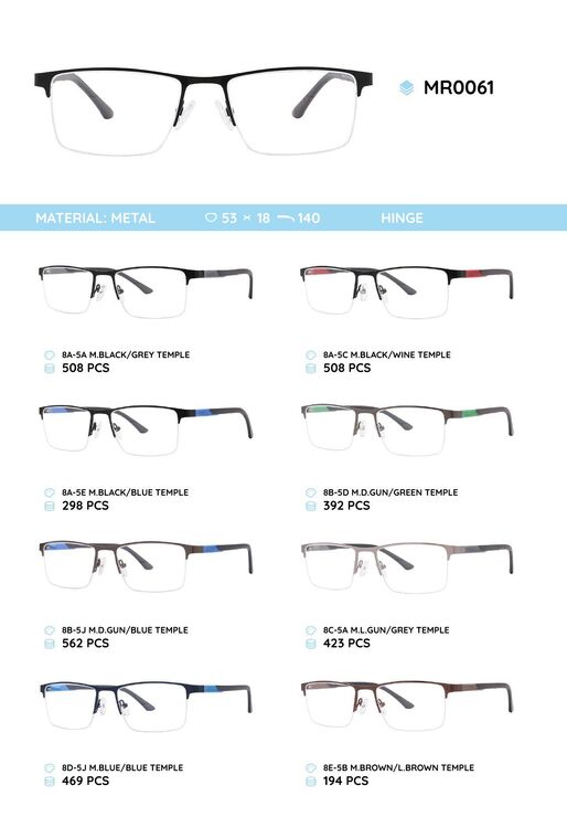 Металлическая оправа с дужками из материала TR-90 MR0061