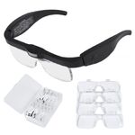 Magnifier-glasses with backlight for small parts working with replaceable attachments 12539DC, magnification: 150D, 200D, 300D, 2.5X, 4.0X