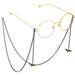 Металлическая нескользящая цепочка черного цвета, с подвеской черная собака, для очков и масок GL673