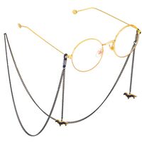 Black-colored metal non-slip chain, with pendant pet dog, for glasses and masks GL673