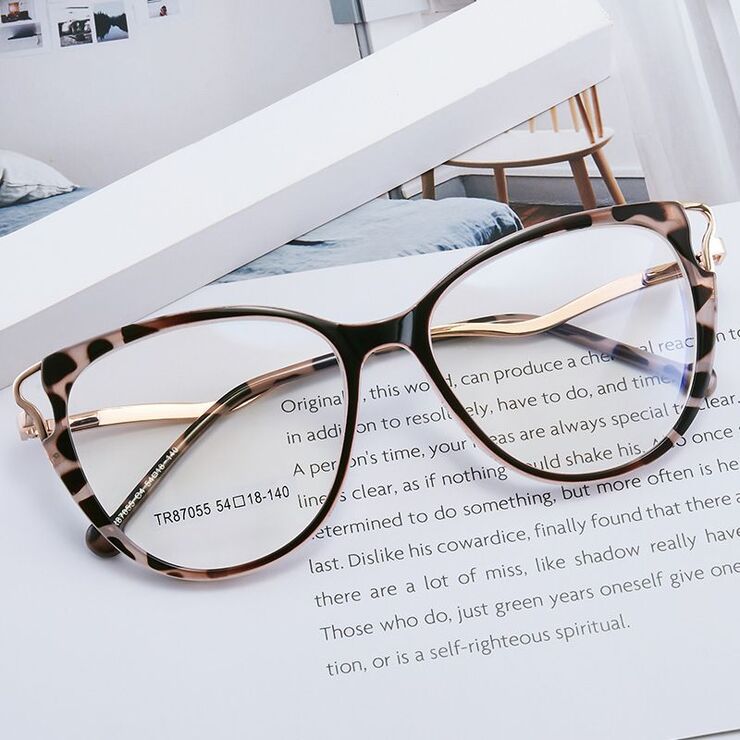 Combined frame (metal + TR90) or glasses with blue light protection, with spring hinges FA87055