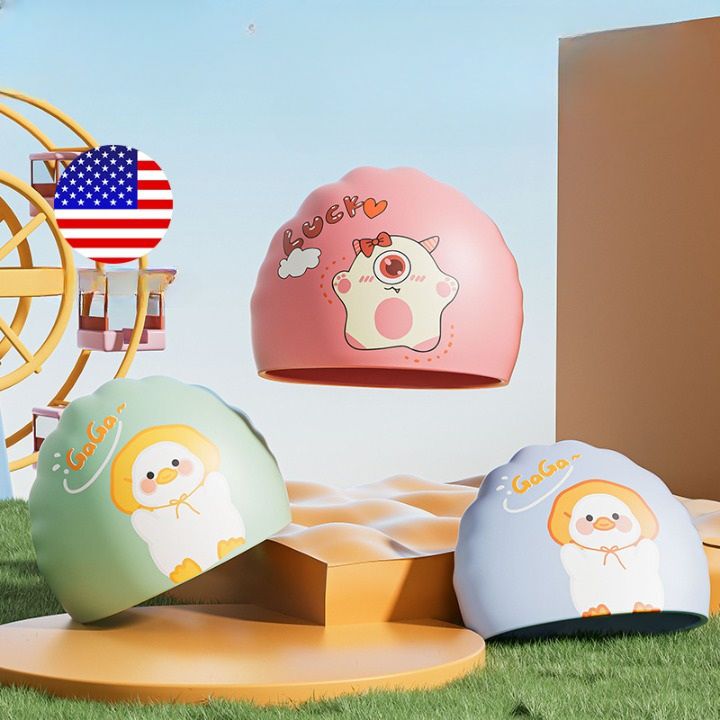 Silicone waterproof swimming cap for kids GJ003-YU