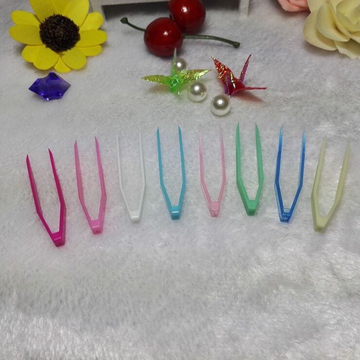 Tweezers, length 6 cm, for working with contact lenses, assorted colors QZ-1-3, order from 1000 pieces