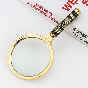Magnifier, magnifying glass with a handle with a dragon pattern S龙柄100-XX, diameter: 100 mm, magnification: 5X