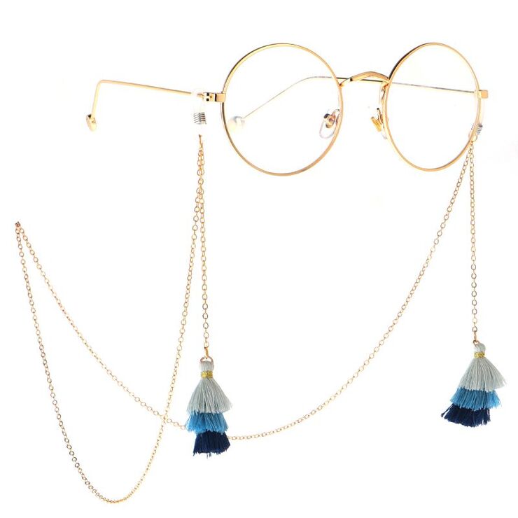 Металлическая нескользящая цепочка золотого цвета, с подвеской в виде кисточек, для очков и масок GL029