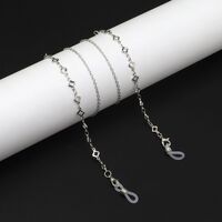 Металлическая нескользящая цепочка серебряного цвета, с цветком, для очков и масок GL922