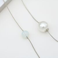 Silver-colored metal non-slip chain, with pearl beads, for glasses and masks GA059