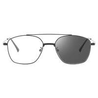 Photochromic metal eyeglasses V8612 with grey lenses, diopters from 0.00 to -6.00, not centered 