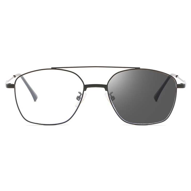 Photochromic metal eyeglasses V8612 with grey lenses, diopters from 0.00 to -6.00, not centered 