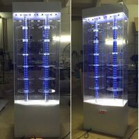 Стойка-витрина акриловая напольная вращающаяся для очков, оправ, футляров и аксессуаров с двумя колоннами 18006F-2, размер 176 * 58 см