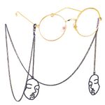 Black-colored metal non-slip chain, with pendant mask, for glasses and masks GL412