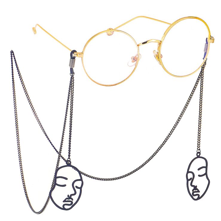 Металлическая нескользящая цепочка черного цвета, с подвеской в виде маски, для очков и масок GL412