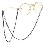 Black-colored metal non-slip chain, for glasses and masks GL010