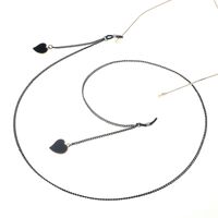 Металлическая нескользящая цепочка черного цвета, с подвеской сердце, для очков и масок GL860