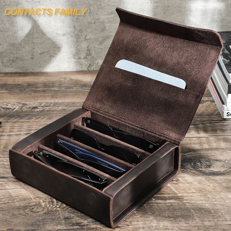 Футляр для очков и солнцезащитных очков из натуральной кожи на 4 отсека CF4007