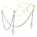 Black-colored metal non-slip chain, with pendant triangle, for glasses and masks GL363