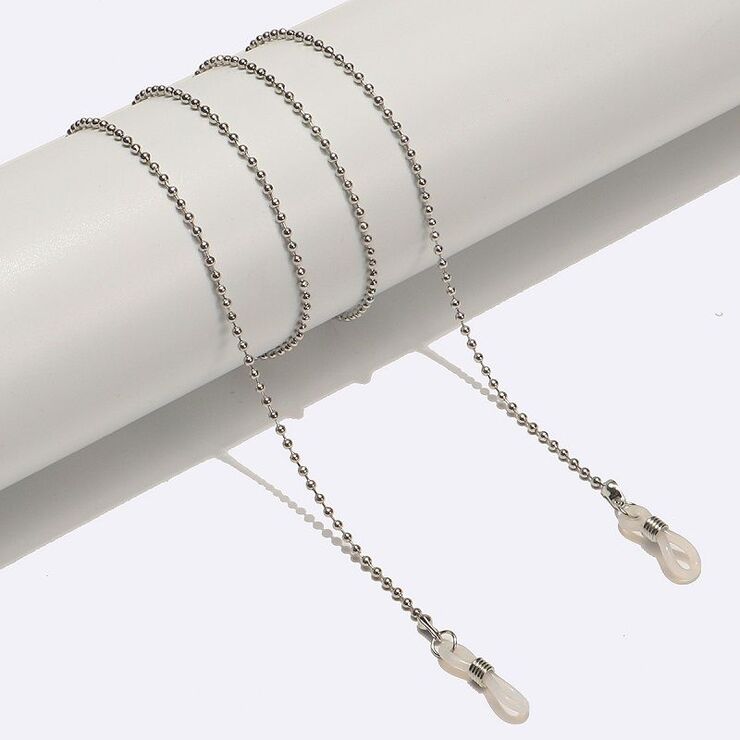 Металлическая нескользящая цепочка серебряного цвета, для очков и масок GL1560