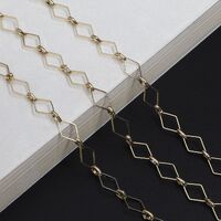 Gold-colored metal non-slip chain, with square diamond, for glasses and masks GL486