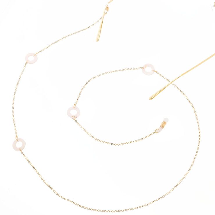 Металлическая нескользящая цепочка, с кругом из жемчуга, для очков и масок GL165