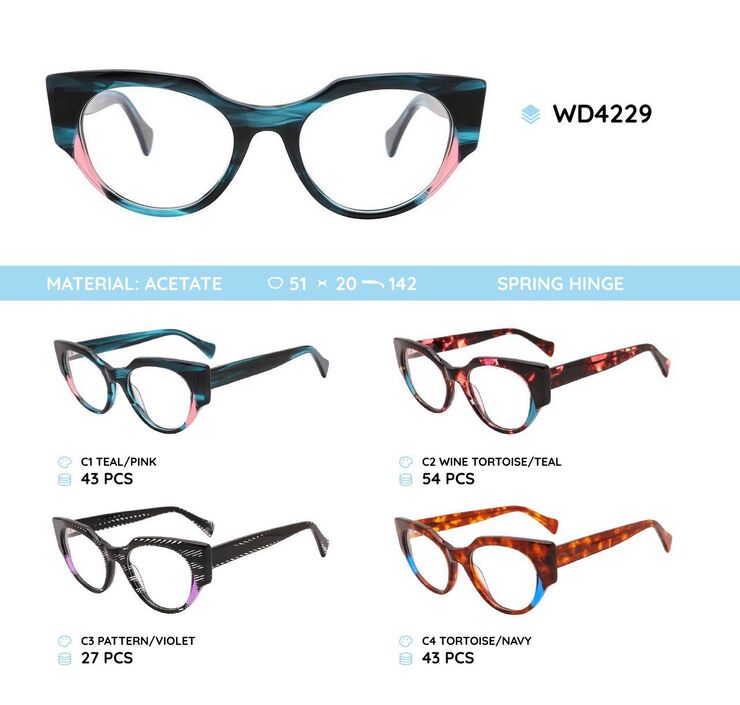 Plastic acetate eyeglasses frame for women WD4229
