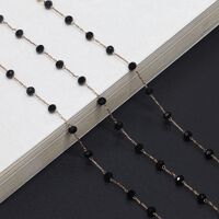 Металлическая нескользящая цепочка, с черными хрустальными шариками, для очков и масок GL724