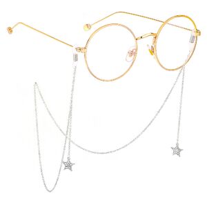 Metal non-slip chain, with pendant star with rhinestone, for glasses and masks GL407