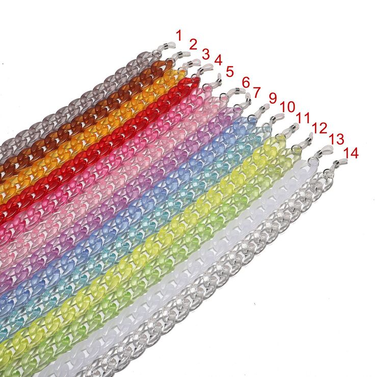 Полупрозрачная акриловая цепочка для очков, разные цвета GB074