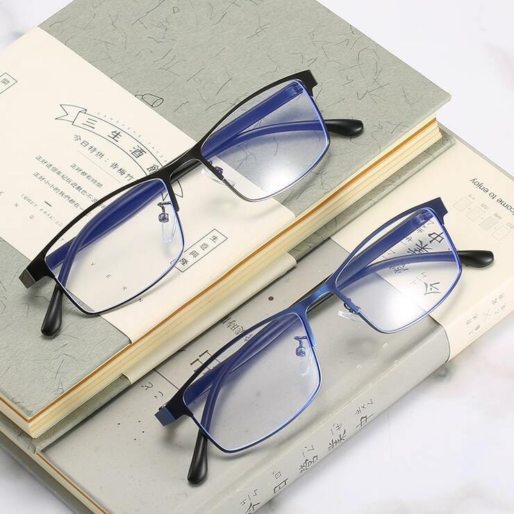 Metal eyeglasses for reading V6010, diopters from 0.50 to -6.00, not centered 