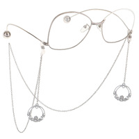 Metal non-slip chain, with pendant round flower, for glasses and masks GL731
