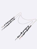 Комплект из 2-х металлических нескользящих цепочек, с черным камнем, для очков и масок GM130