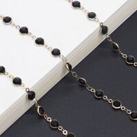 Metal non-slip chain, with black glass beads, for glasses and masks GL329