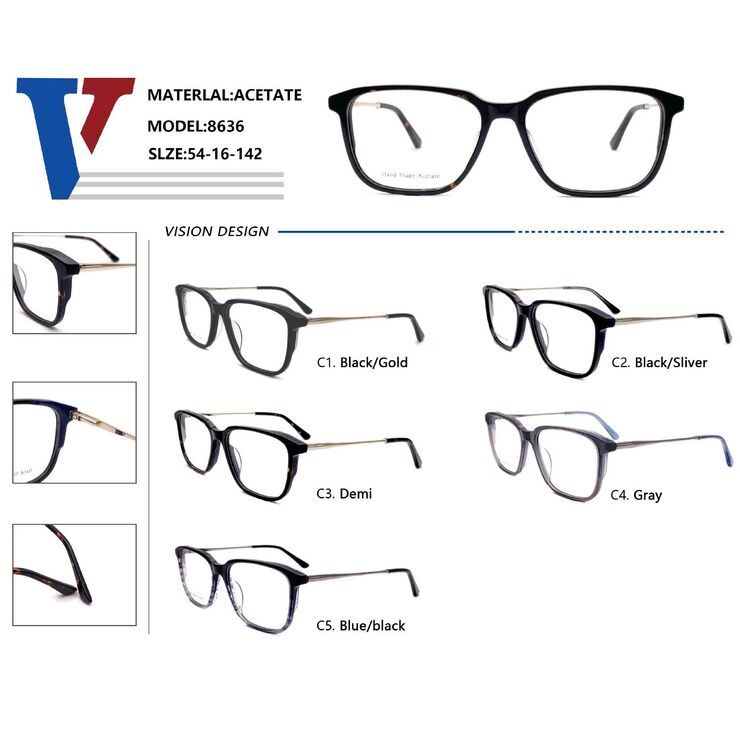 Plastic acetate + metal frame with spring hinges 8636-DA