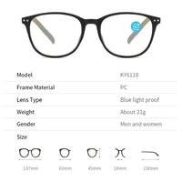 Reading PC plastic glasses with Blue Ray Cut protection KY6118, diopters from 0.00 to +4.00